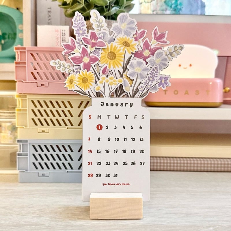 🔥Hot Sale - 2024 Bloomy Flowers Desk Calendar