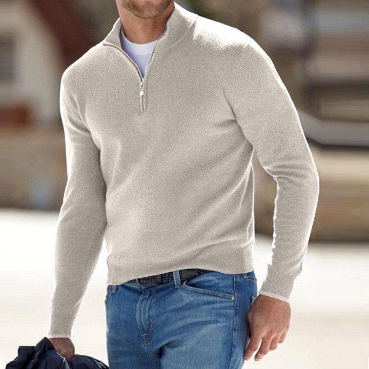 🎁Hot Sale🔥Men's Cashmere Zip Basic Sweater