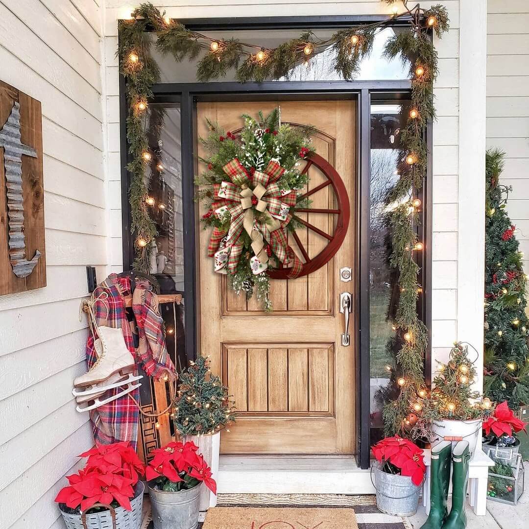 Farmhouse Wagon Wheel Wreath