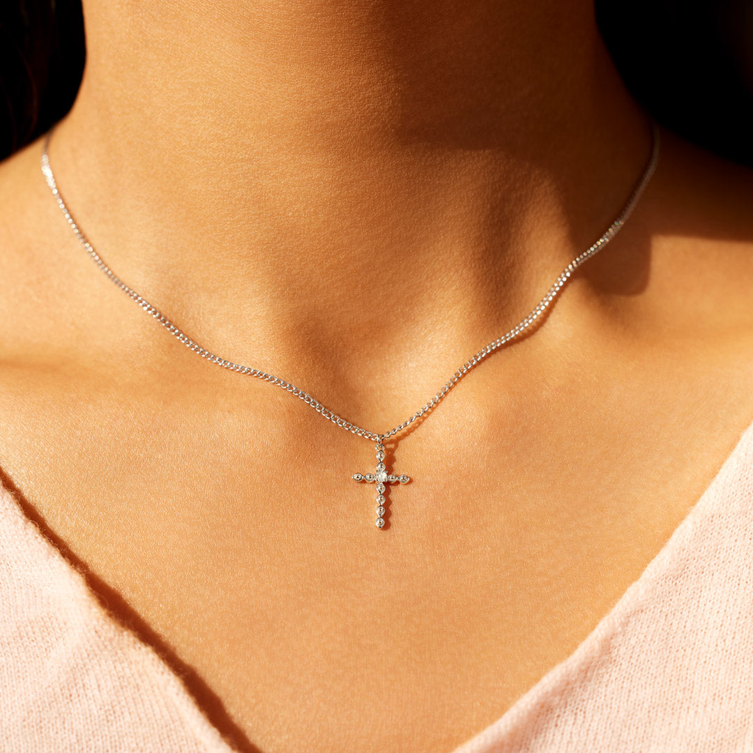 Faith Over Fear Pods Cross Necklace