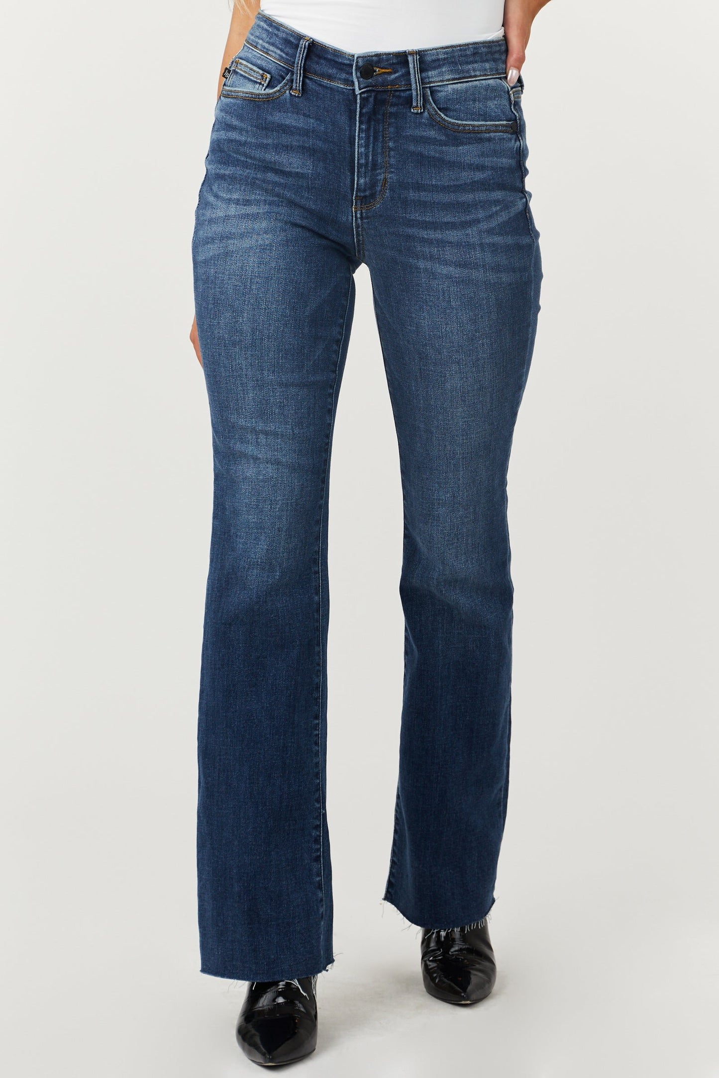 Blue Mid-Rise Tummy Tuck Bootcut Jeans(Buy 2 Free Shipping)