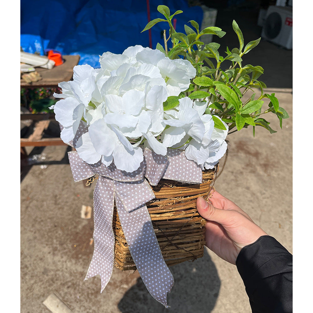 💐Cream Hydrangea Door Hanger Basket Wreath