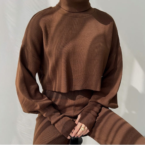 TURTLENECK GLOVE KNIT SUIT