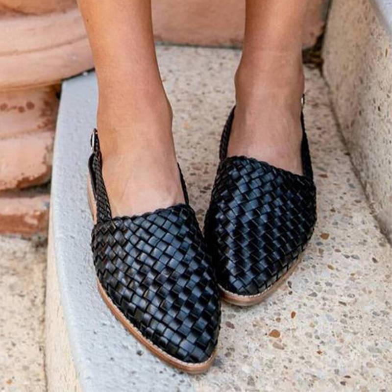 Women Chic Braided Upper Buckle Strap Flat Heel Sandles Sandals