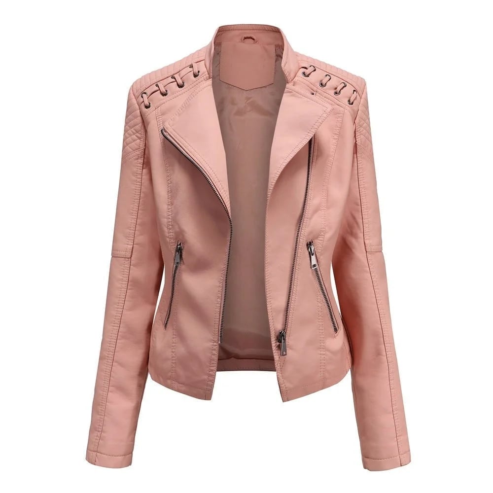 👚SpecialSale49%-Spring and Autumn Short Jacket Slim Leather Jacket -Women's Motorcycle Clothing