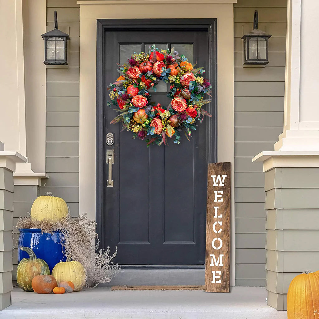 🔥Fall Peony and Pumpkin Wreath - Year Round Wreath