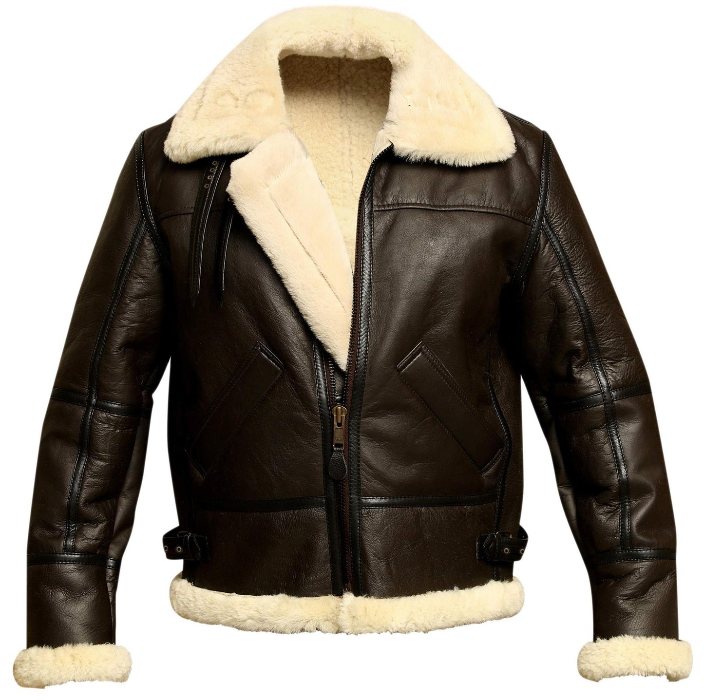 Aviator Bomber Jacket B3 Real Shearling Sheepskin Leather