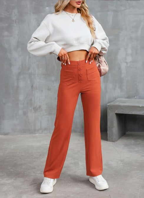 Women's Casual Straight Leg Pants High Waisted Stretchy Trousers——(Buy 2 free shipping)