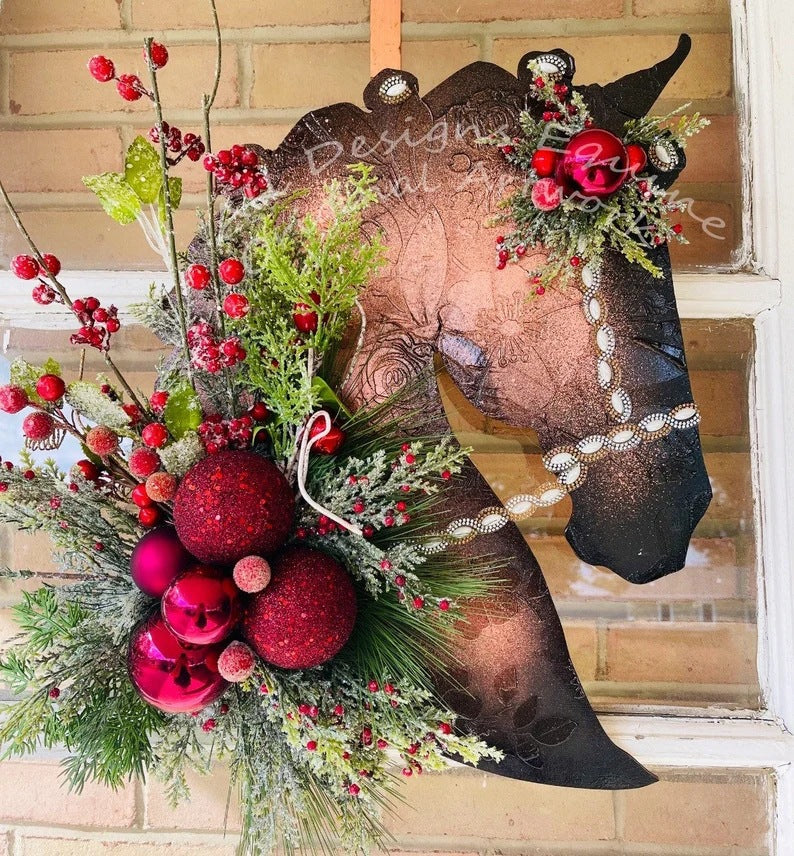 Christmas Dressage Wood HorseHead