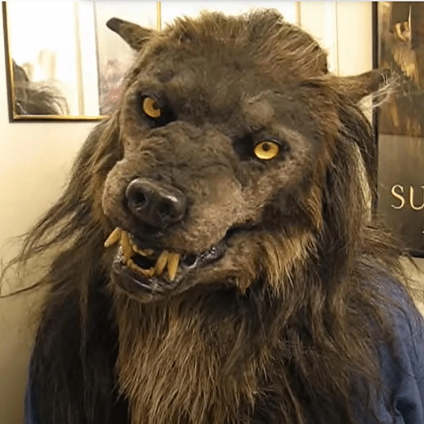 Werewolf Headwear Glowing Eyes Movable Costume Mask-💖