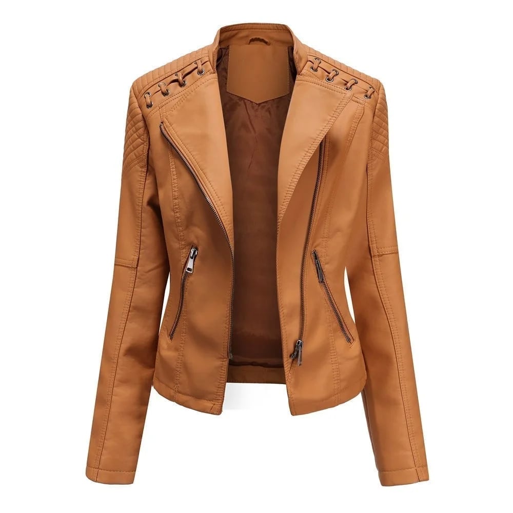 👚SpecialSale49%-Spring and Autumn Short Jacket Slim Leather Jacket -Women's Motorcycle Clothing