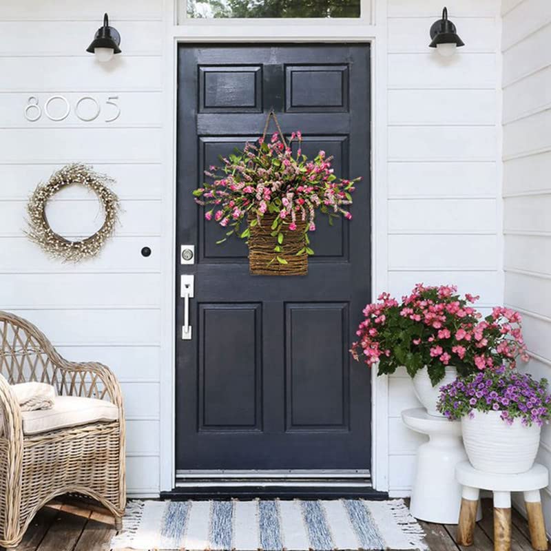 💐Cream Hydrangea Door Hanger Basket Wreath