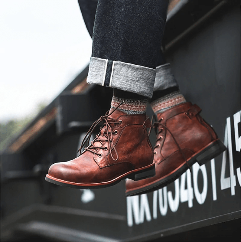 🔥Hot Sale🎉Mens Genuine Leather Waterproof Non-slip Arch Support Vintage Casual Chukka Boots